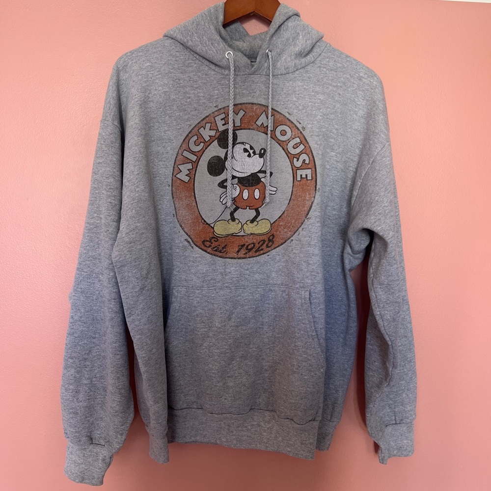 Disney Parks Mickey Mouse Hoodie. Distressed Gray. Large. Super cozy. Unisex!!